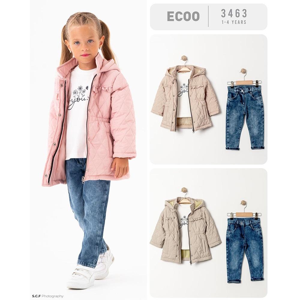 Ecoo Kids 3463 Kız Çocuk Kapşonlu Kapitoneli Montlu Takım 1-4 Yaş