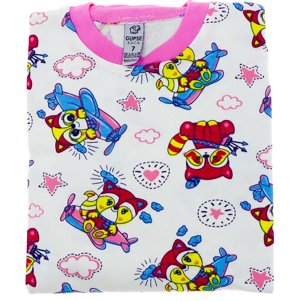 Gupse Kız Çocuk Desenli Penye Pijama Takımı 7-9 Yaş