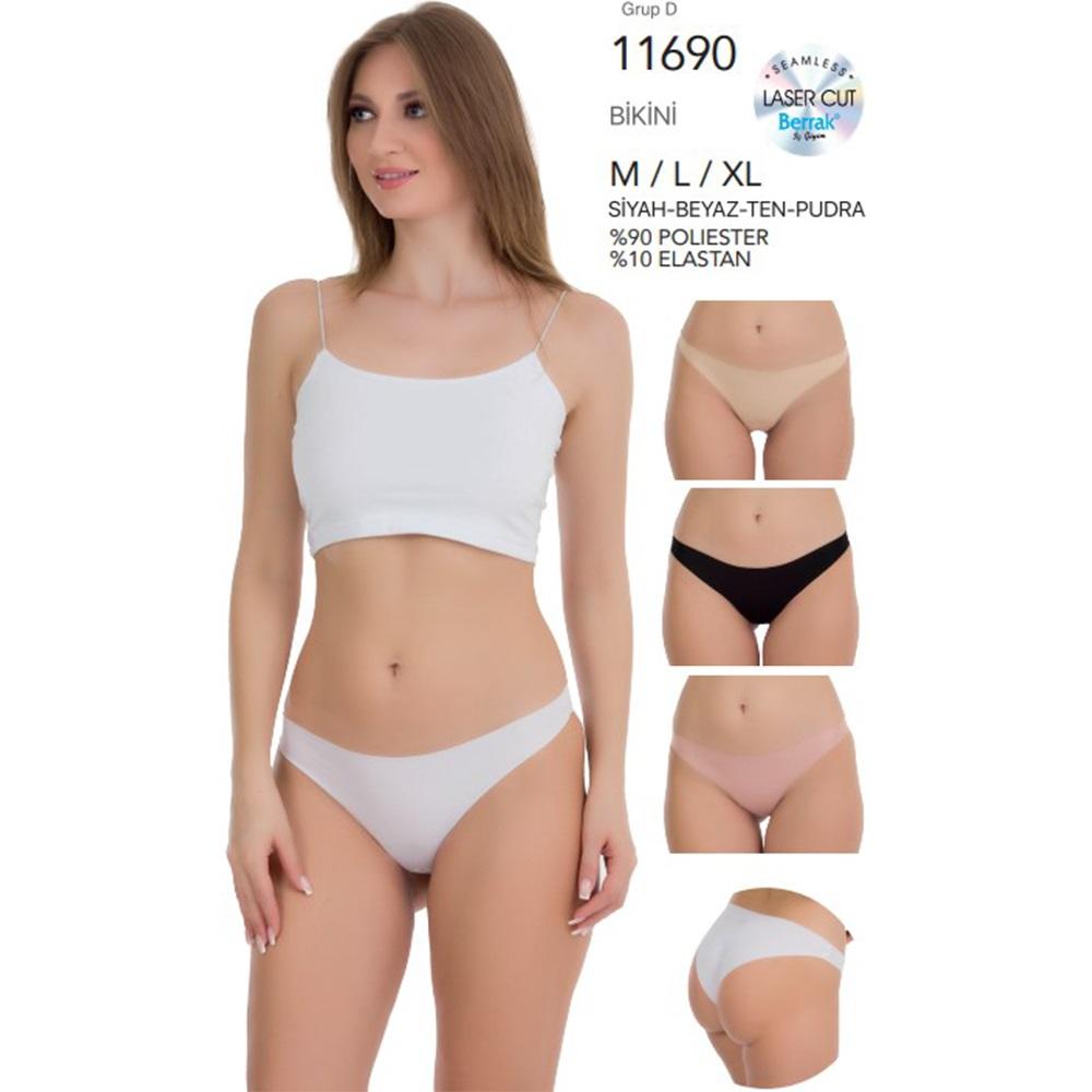 Berrak 11690 Bayan Lazer kesim Poliester Bikini Külot M-XL