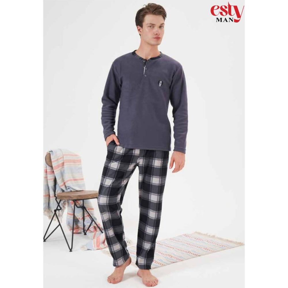 Estiva 24425 Erkek Polar Düğmeli Pijama Takımı M-XXL