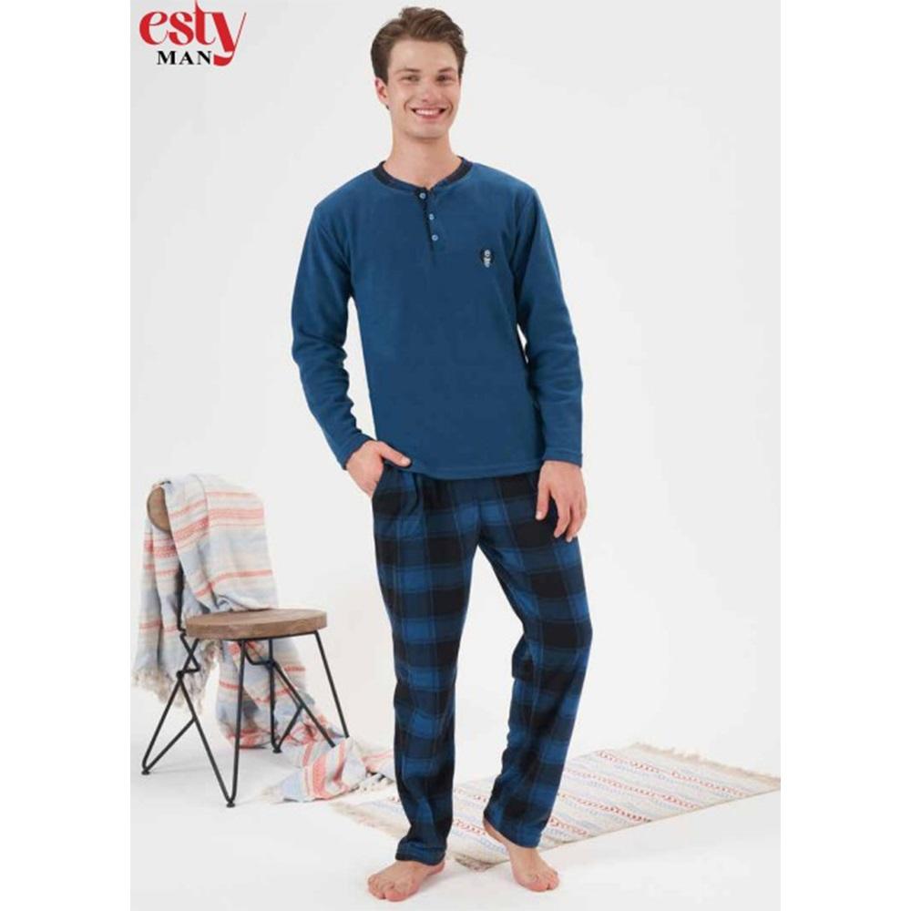 Estiva 24425 Erkek Polar Düğmeli Pijama Takımı M-XXL