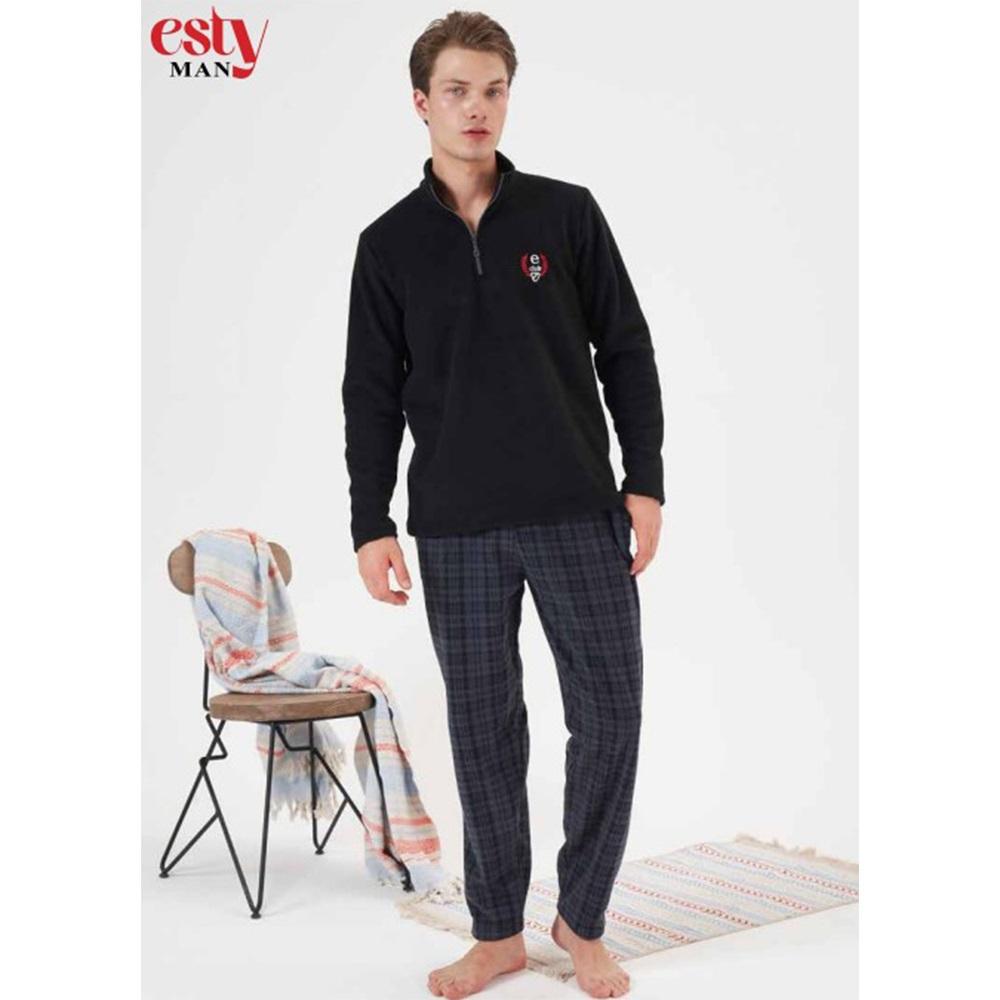 Esty 24428 Erkek Polar Fermuarlı Pijama Takımı M-XXL