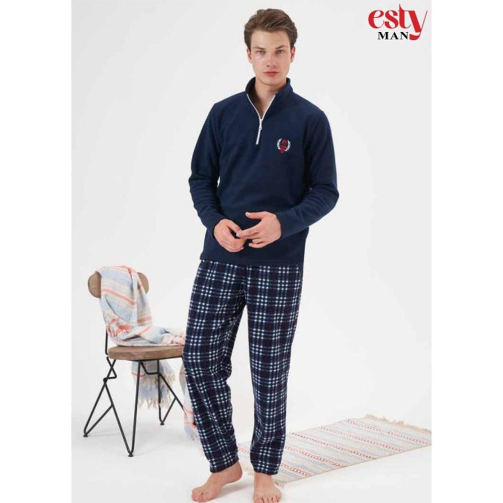 Esty 24427 Erkek Polar Fermuarlı Pijama Takımı M-XXL