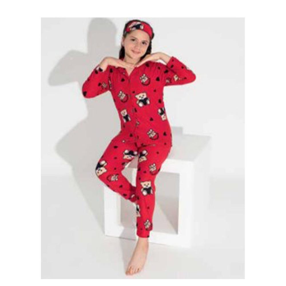 Estiva 24477 Kız Çocuk Gez Süet Boydan Düğmeli Pijama Takımı 10-15 Yaş