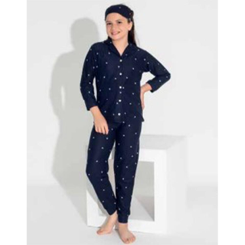 Estiva 24475 Kız Çocuk Gez Süet Boydan Düğmeli Pijama Takımı 10-15 Yaş