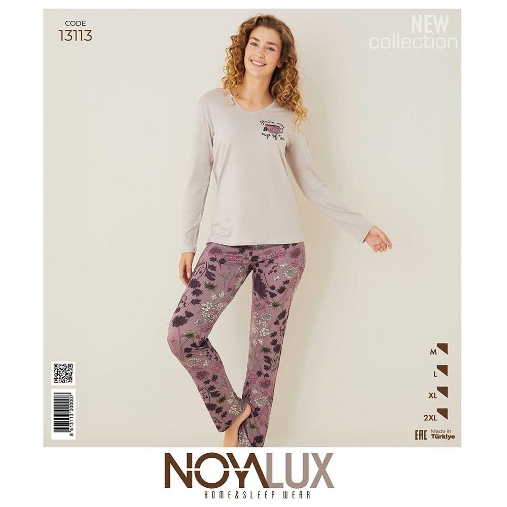 Noya Lux 13113 Bayan Ring Viskon V Yaka Pijama Takımı M-2XL