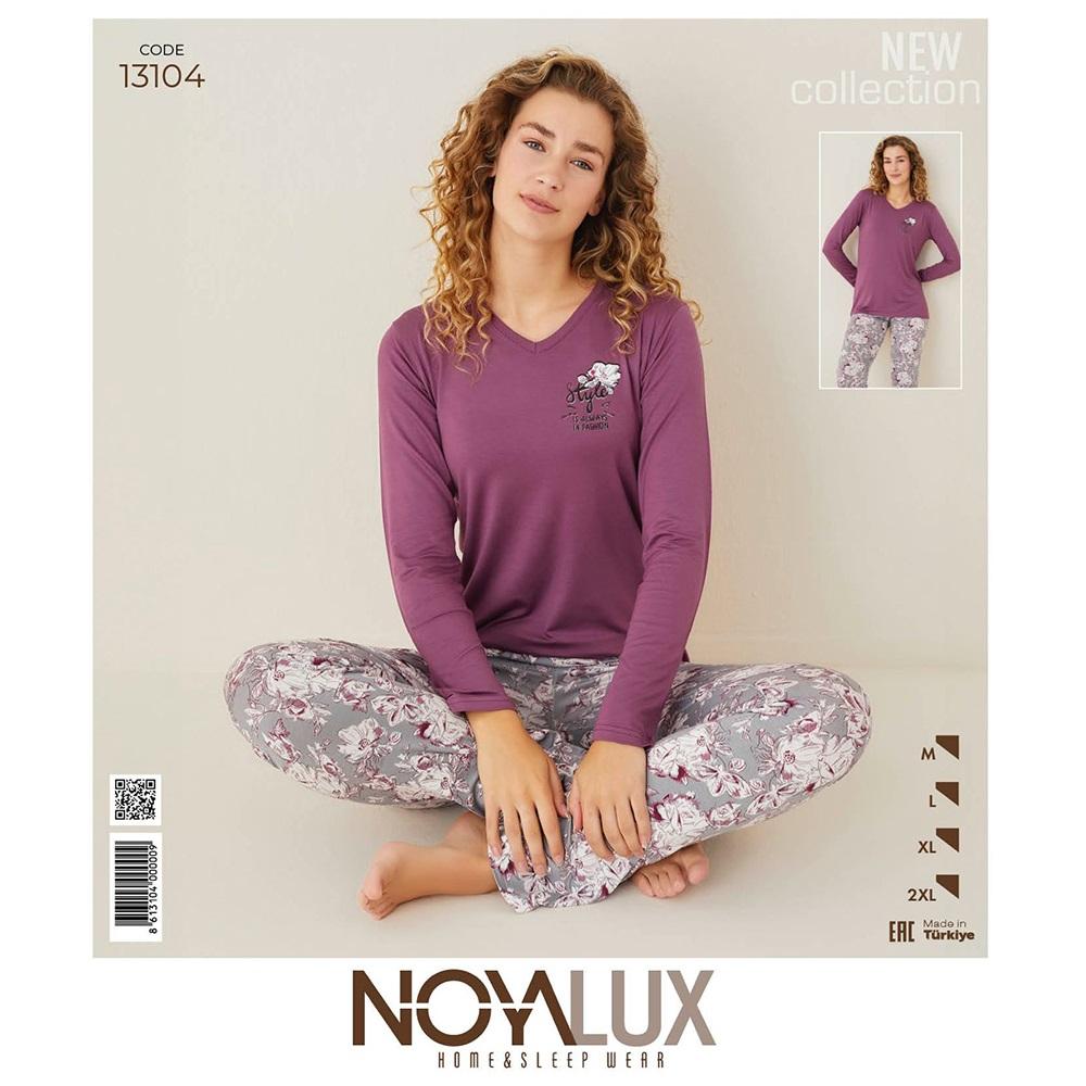 Noya Lux 13104 Bayan Ring Viskon V Yaka Pijama Takımı M-2XL