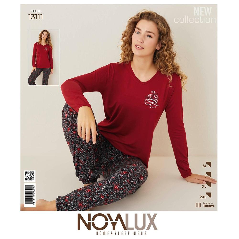 Noya Lux 13111 Bayan Ring Viskon V Yaka Pijama Takımı M-2XL