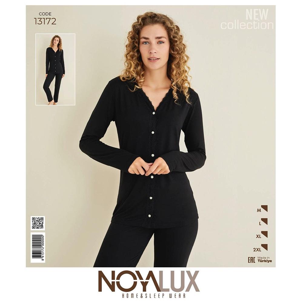 Noya Lux 13172 Bayan Ring Viskon Dantelli Boydan Düğmeli Pijama Takımı M-2XL