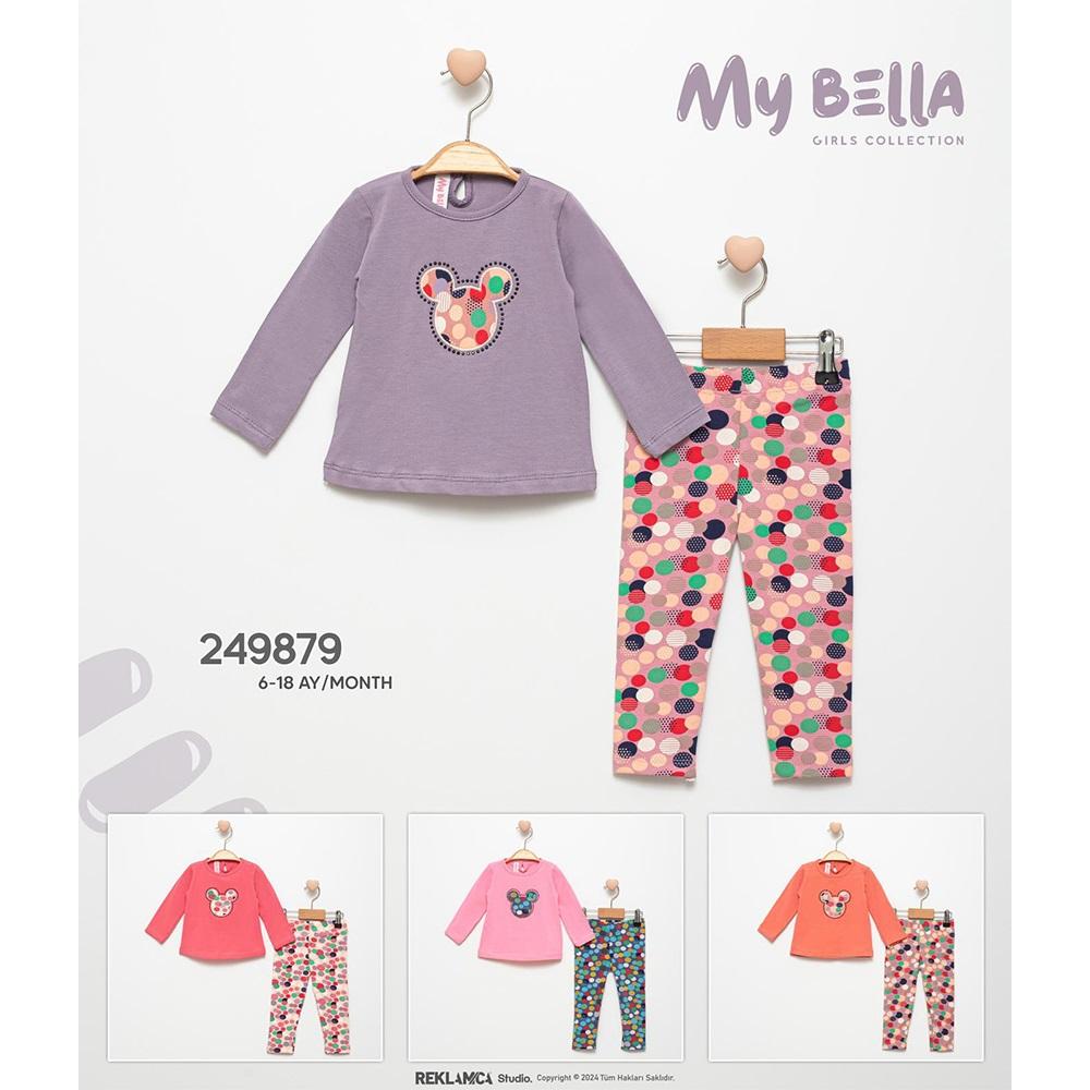 My Bella 249879 Kız Bebe Penye Mickey Nakışlı Takım 6-18 Ay