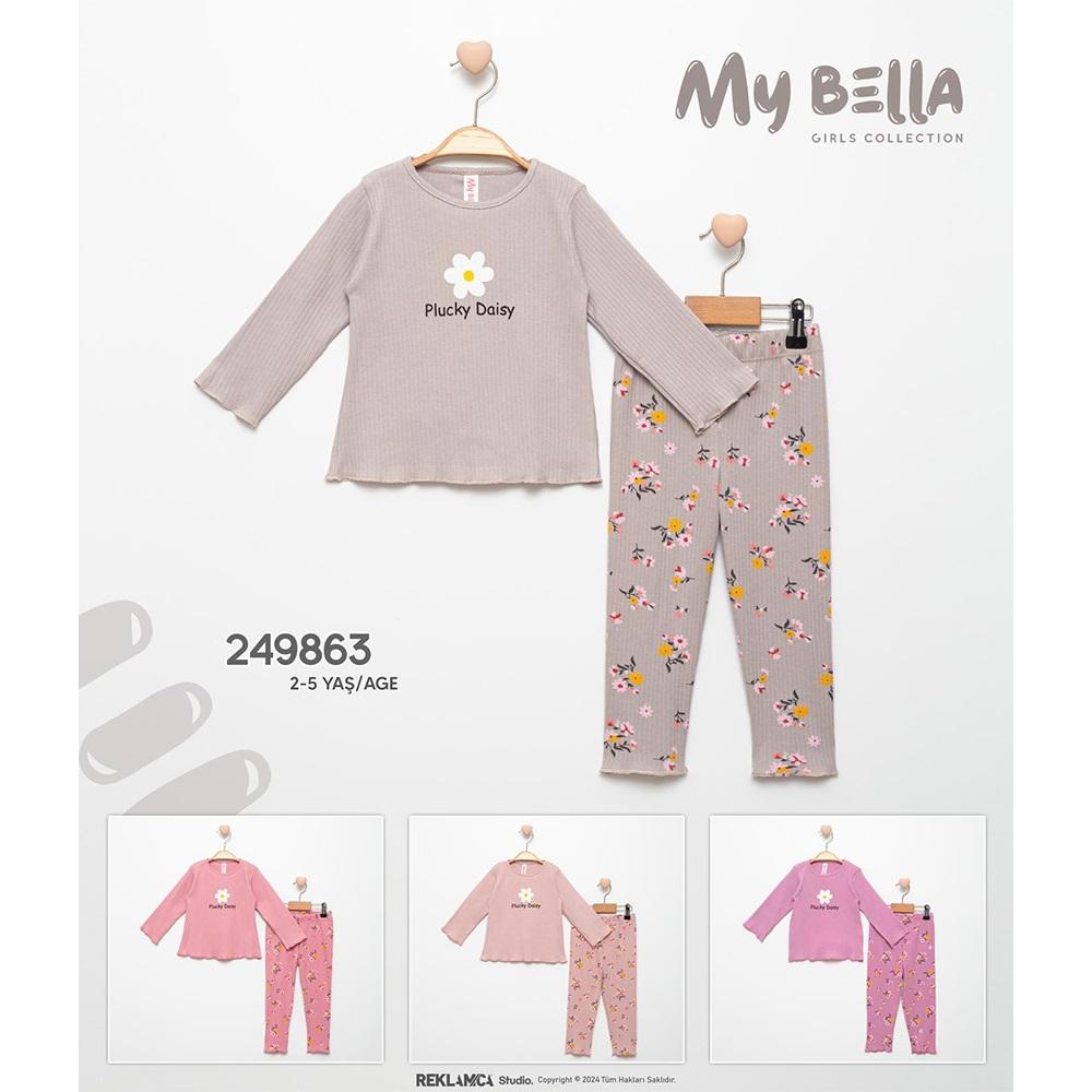 My Bella 249863 Kız Çocuk Raporlu Papatya Baskılı Takım 2-5 Yaş