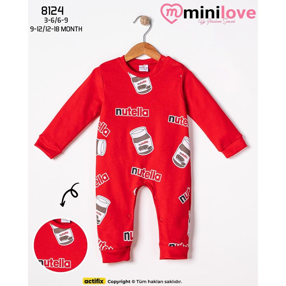 Mini love 8124 Bebe Penye Nutella Baskılı Tulum 3-18 Ay