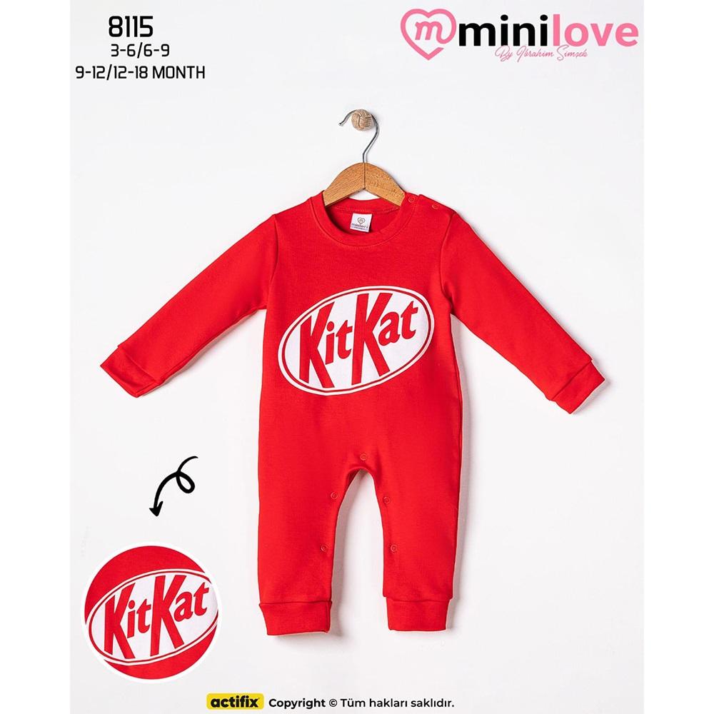 Mini love 8115 Bebe Penye Kit Kat Baskılı Tulum 3-18 Ay