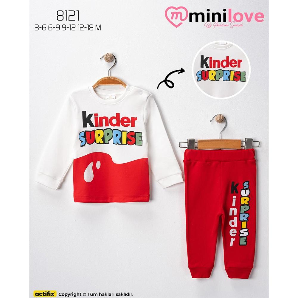 Mini love 8121 Bebe Penye Kinder Baskılı 2 Li Takım 3-18 Ay