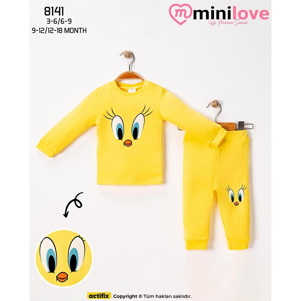 Mini love 8141 Bebe Penye Civ Civ Baskılı 2 Li Takım 3-18 Ay