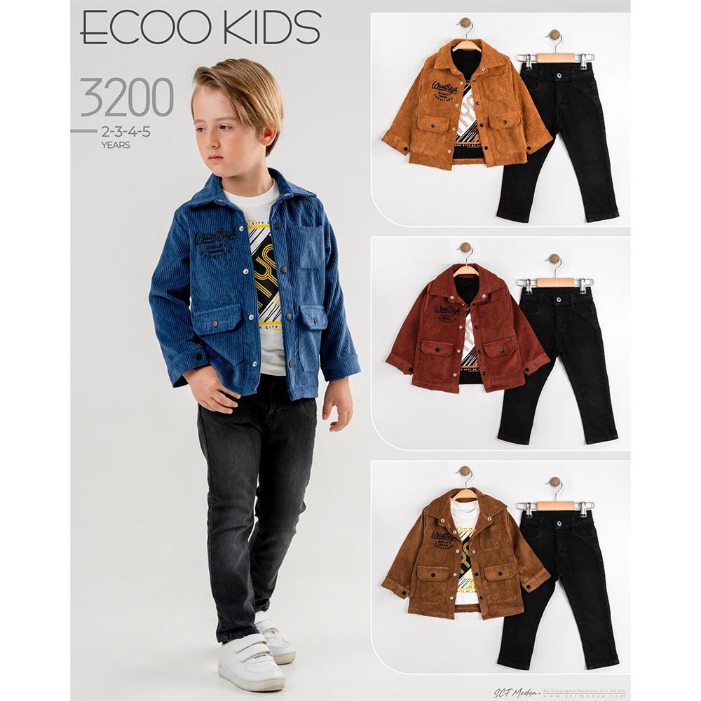 Ecoo Kids 3200 Erkek Çocuk Kadife Ceketli Takım 2-5 Yaş