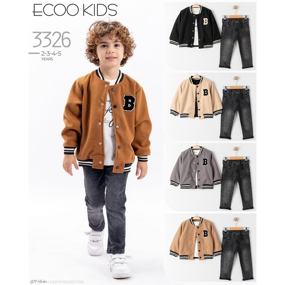 Ecoo Kids 3326 Erkek Çocuk Ribanalı Kaşkorseli Ceketli Takım 2-5 Yaş