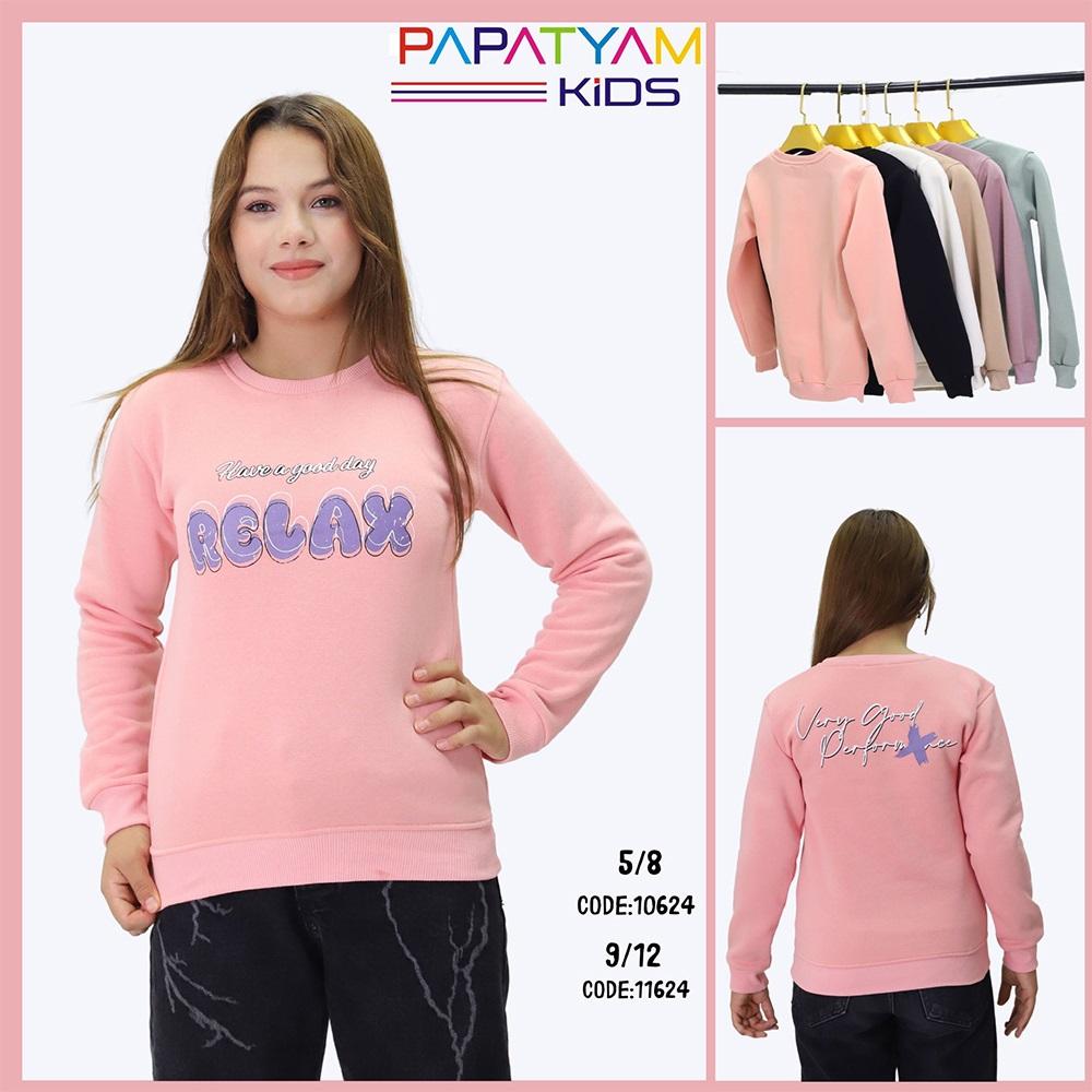 Papatyam Kids 10624 Kız Çocuk 3 İp Relax Ön Arka Baskılı Sweat 5-8 Yaş