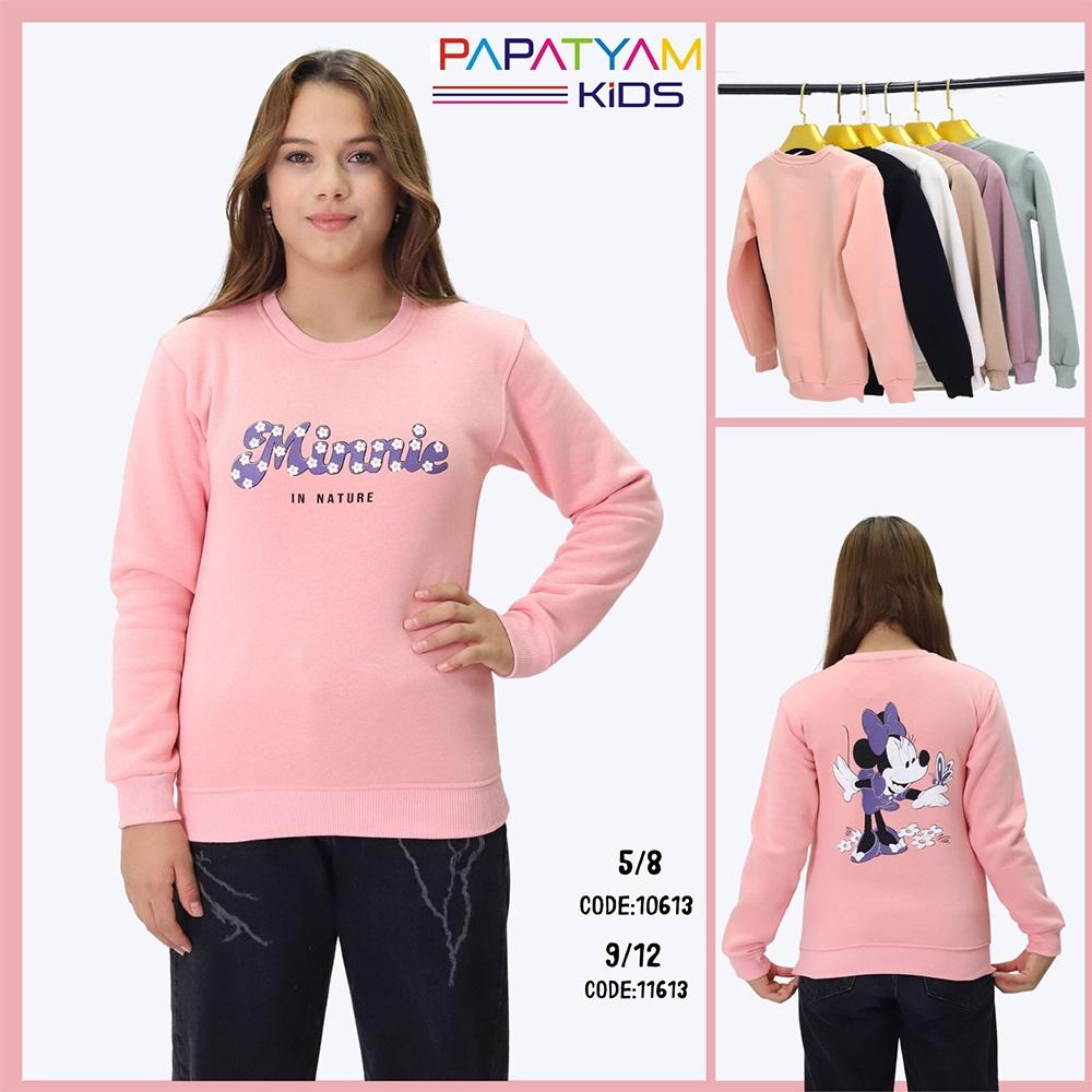 Papatyam Kids 10613 Kız Çocuk 3 İp Minnie Mouse Ön Arka Baskılı Sweat 5-8 Yaş