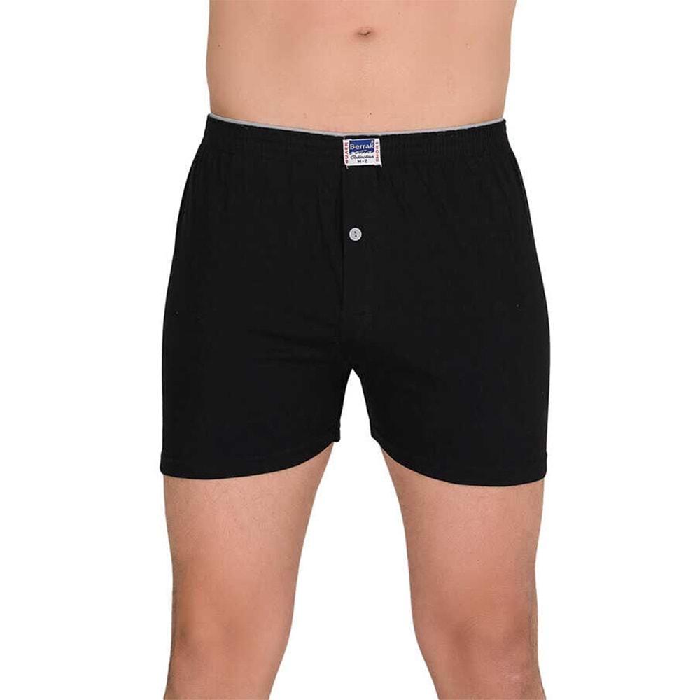 Berrak İç Giyim 1099 Erkek Penye Renkli Boxer Şort - Siyah - L
