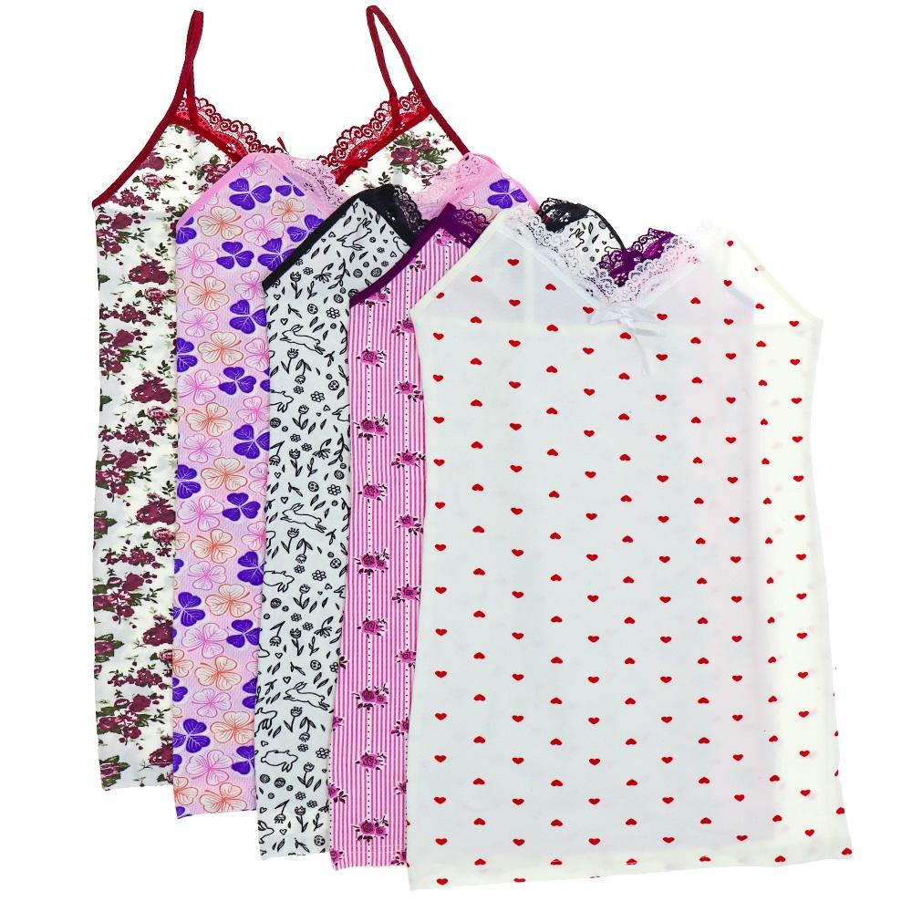 Polcan 4300 Bayan Battal Viskon Penye Empirme Desenli İp Askı Atlet