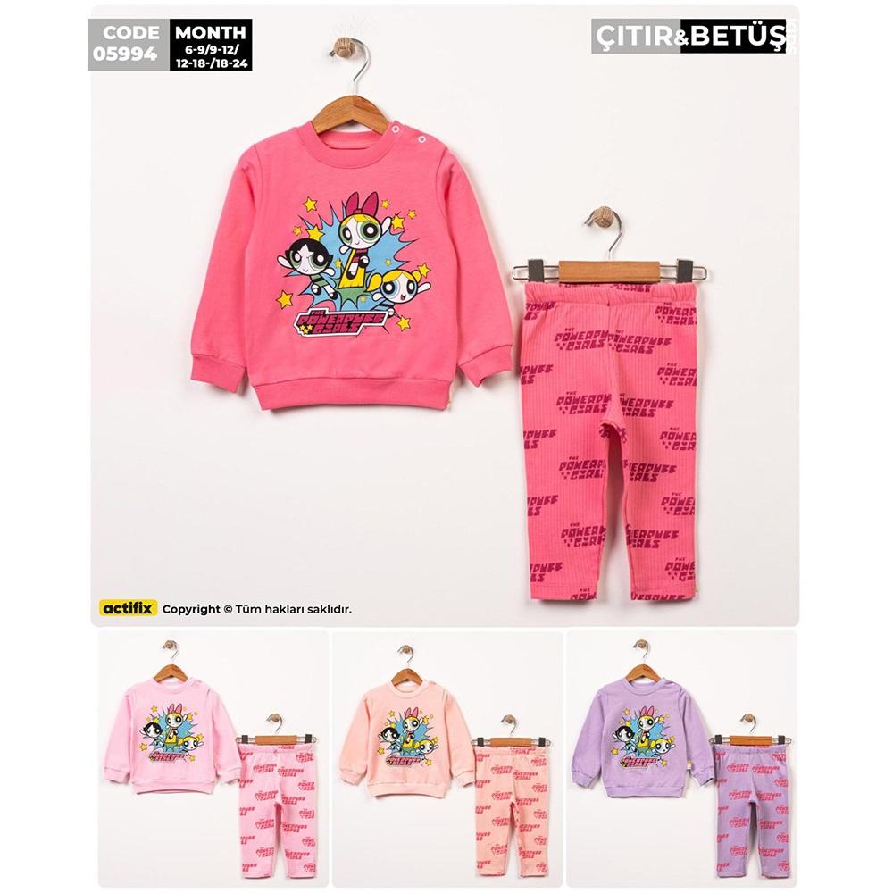 Çıtır Kids 5994 Kız Bebe Powerpuff Grıl Baskılı Takım 6-18 Ay