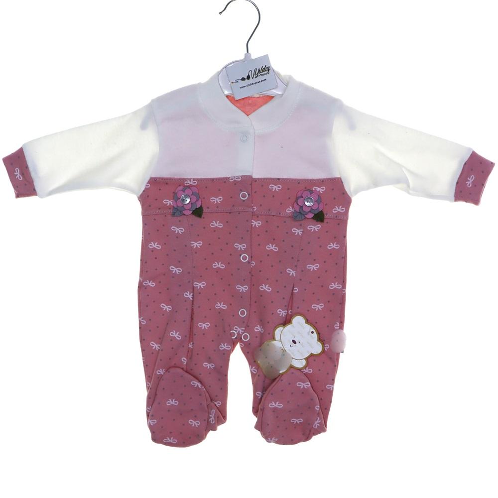 471 Penye Fiyonk Baskılı Bebek Tulum 3-6-9 Ay