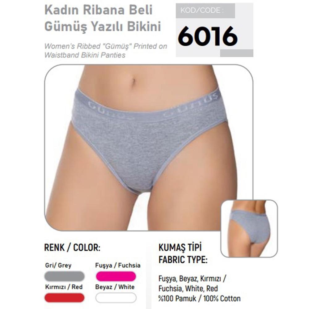 Gümüş 6016 Bayan Ribana Gümüş Yazılı Düz Bikini