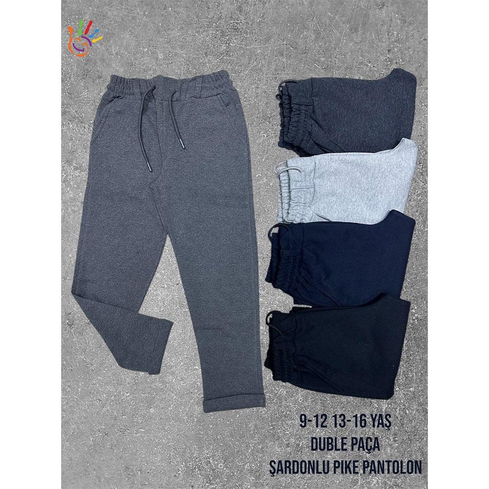 Paris Kids 7052 Erkek Çocuk Şardonlu Pike Duble Paça Pantolon 9-12 Yaş