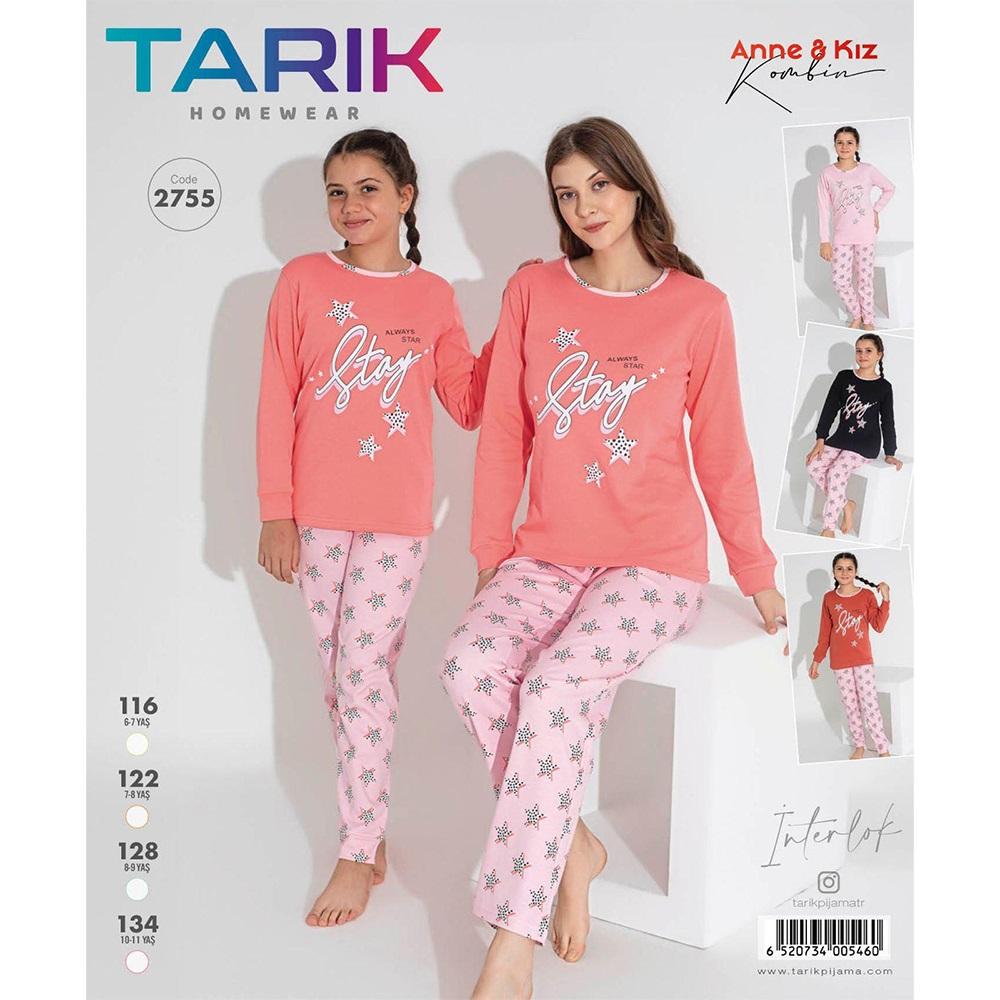 Tarık 2755 Kız Çocuk İnterlok Stay Yıldız Baskılı U Kol Pijama Takımı 6-11 Yaş