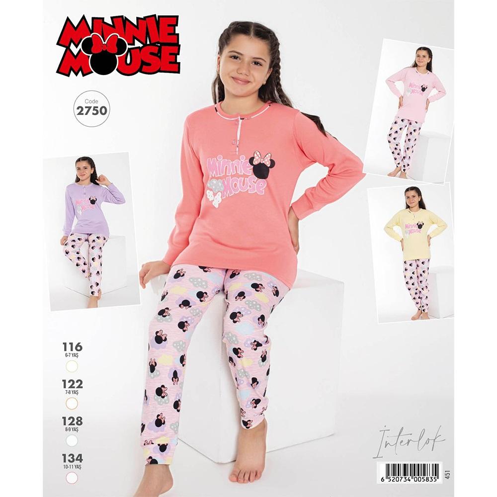 Mınnıe Mouse 2750 Kız Çocuk İnterlok Pijama Takımı 6-11 Yaş