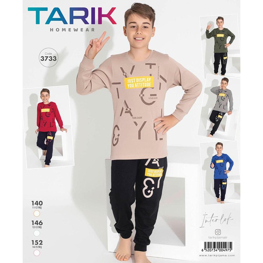 Tarık 3733 Erkek İnterlok Çocuk Just Display Bas Pijama Takımı 11-15 Yaş