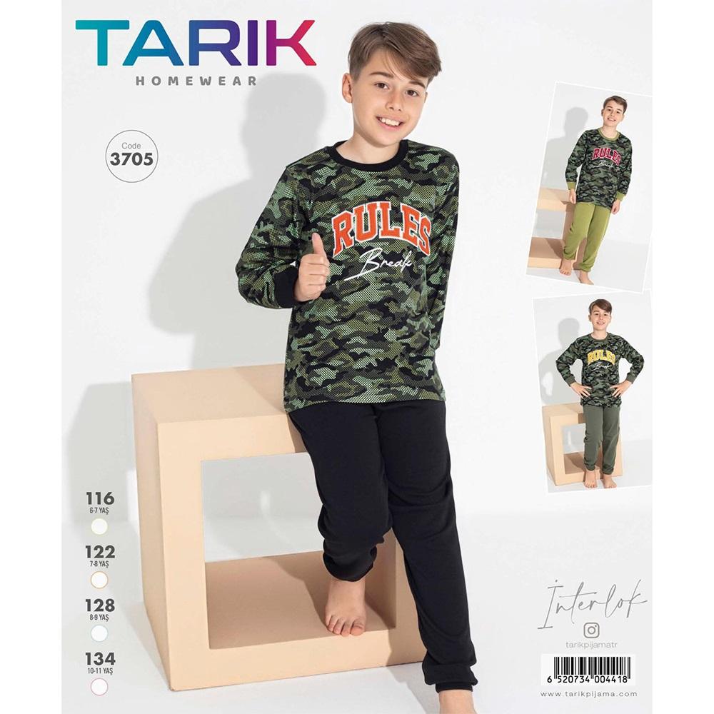 Tarık 3705 Erkek Çocuk İnterlok Rules Nakışlı Pijama Takımı 6-11 Yaş