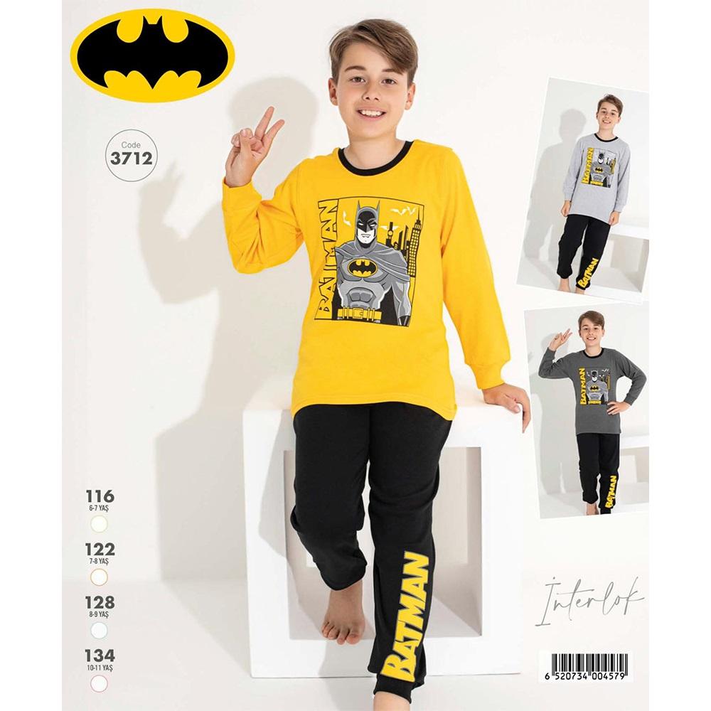 Tarık 3712 Erkek İnterlok Çocuk Batman Baskılı Pijama Takımı 6-11 Yaş