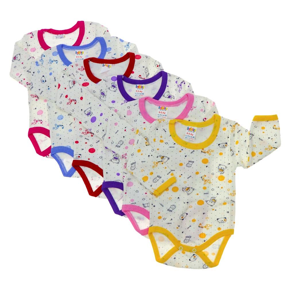 Msa 1327 Bebe Uzun Kol Desenli Çıtçıtlı Badi 2-4 Yaş
