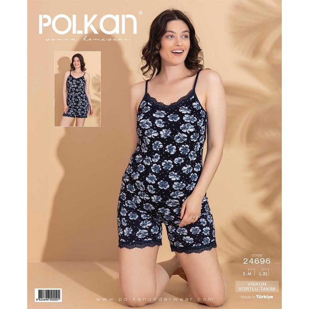Polkan 24696 Bayan Baskılı Viskon Şortlu Pijama Takımı S-XL