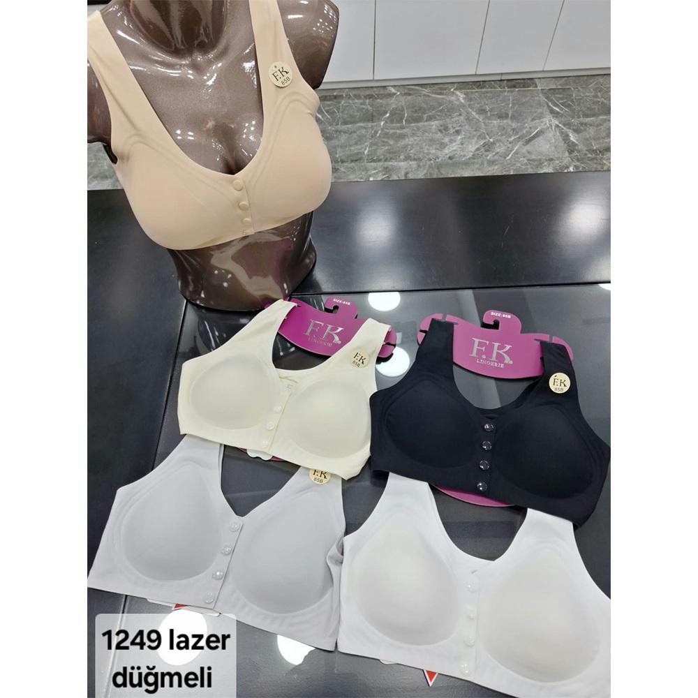 F.K 1249 Bayan Betli Lazer Kesim Ön düğmeli Sütyen S-2XL