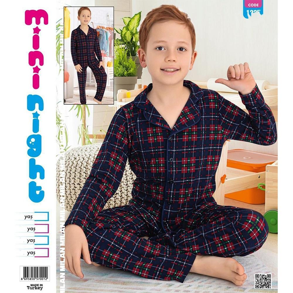 Mimi Night 1237 Erkek Çocuk Penye Uzun Kol Gömlek Modeli Pijama Takımı 13-16 yaş