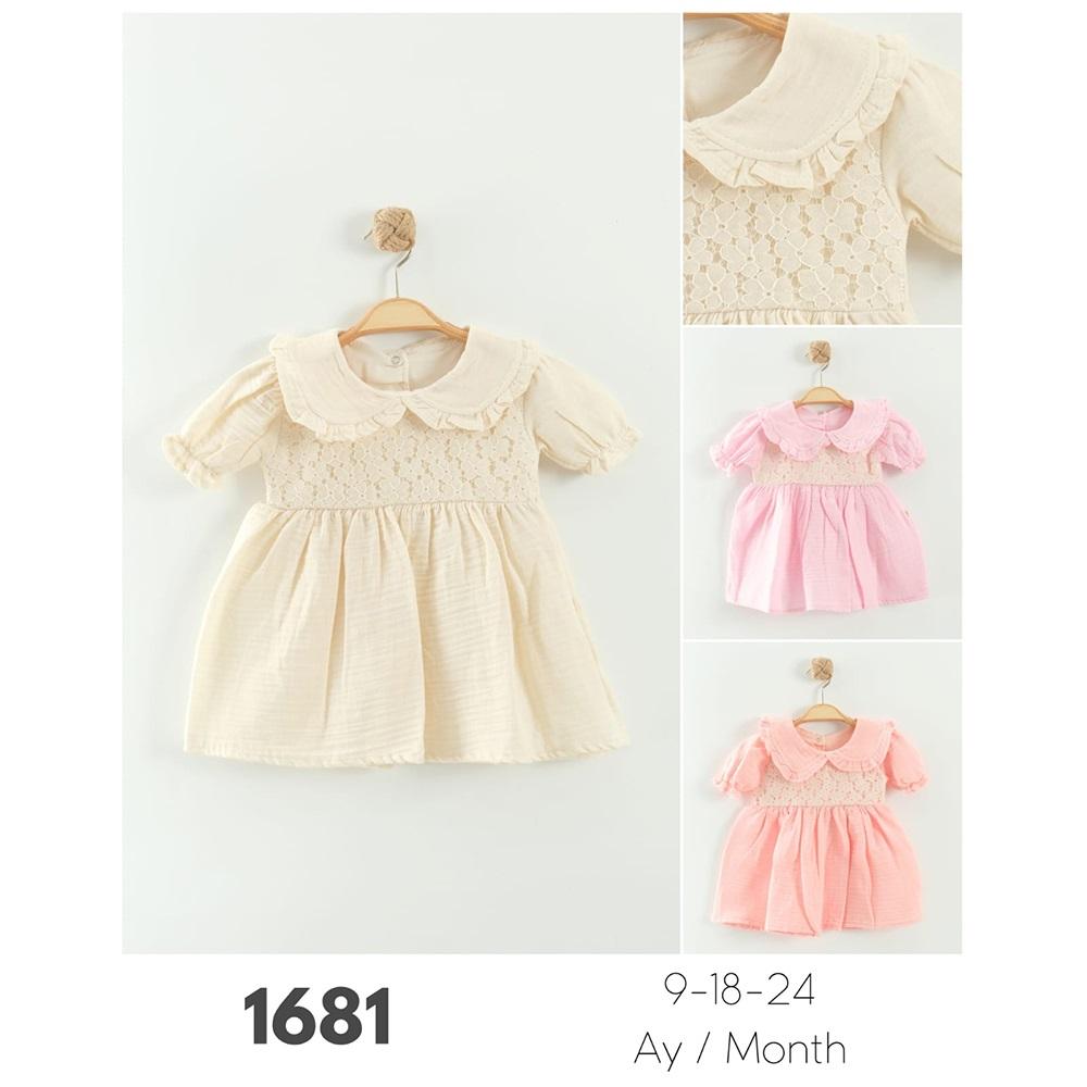 Tufitto 1681 Kız Bebe Müslün Yakalı Elbise 9-24 AY