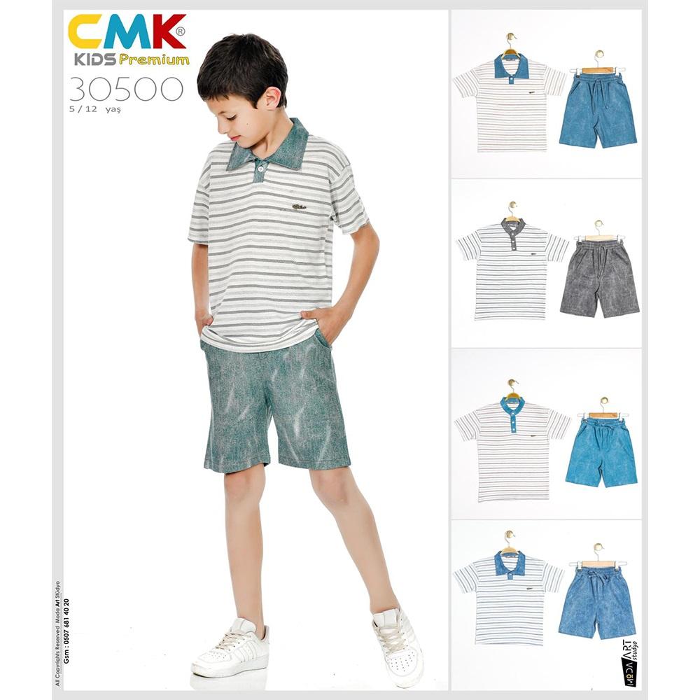 CMK KIDS 30500 Erkek Çocuk Çizgili Yakalı 2 Li Takım 5-12 Yaş