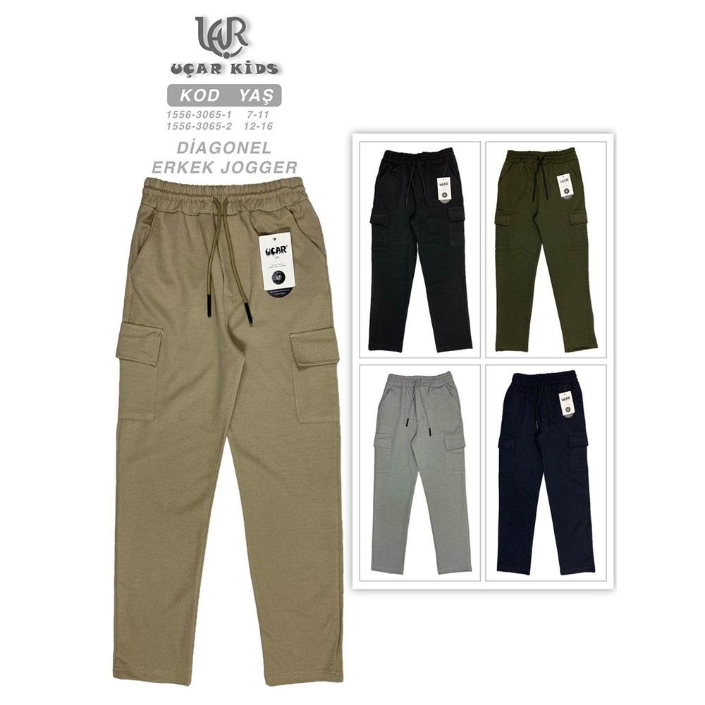 Uçar 1556-1 Erkek Çocuk Diagonel Uzun Çift Komando Cepli Jagger Pantolon 7-11 Yaş
