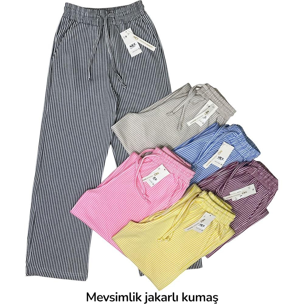 Srt J 2323 Bayan Jakarlı Palazzo Geniş Paça Tek Alt S-2XL(5 Li)