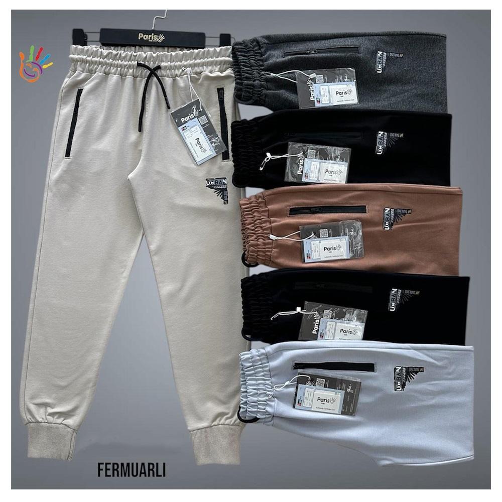 Paris Kids 7014 Erkek Çocuk Kompak Penye Urban Baskılı Cep Fermuarlı Eşofman Alt 9-12 Yaş