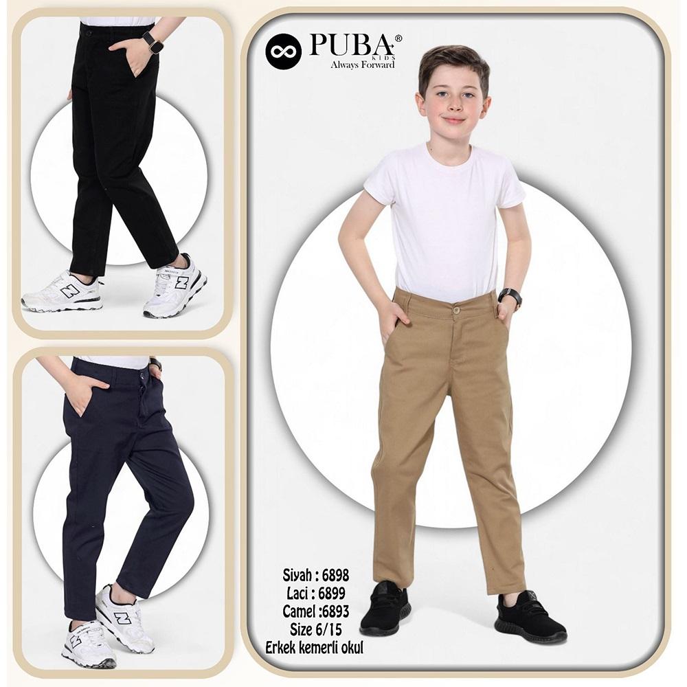 Puba 6893-2 Erkek Çocuk Okul Gabardin Kemerli Pantolon 11-15 Yaş