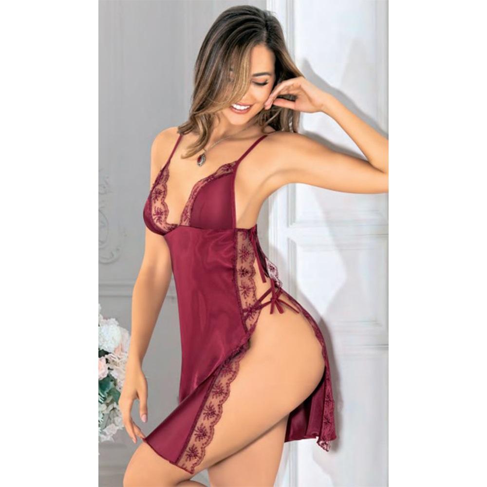 Miss Laris 2019 Bayan Dantelli Saten Kısa Gecelik