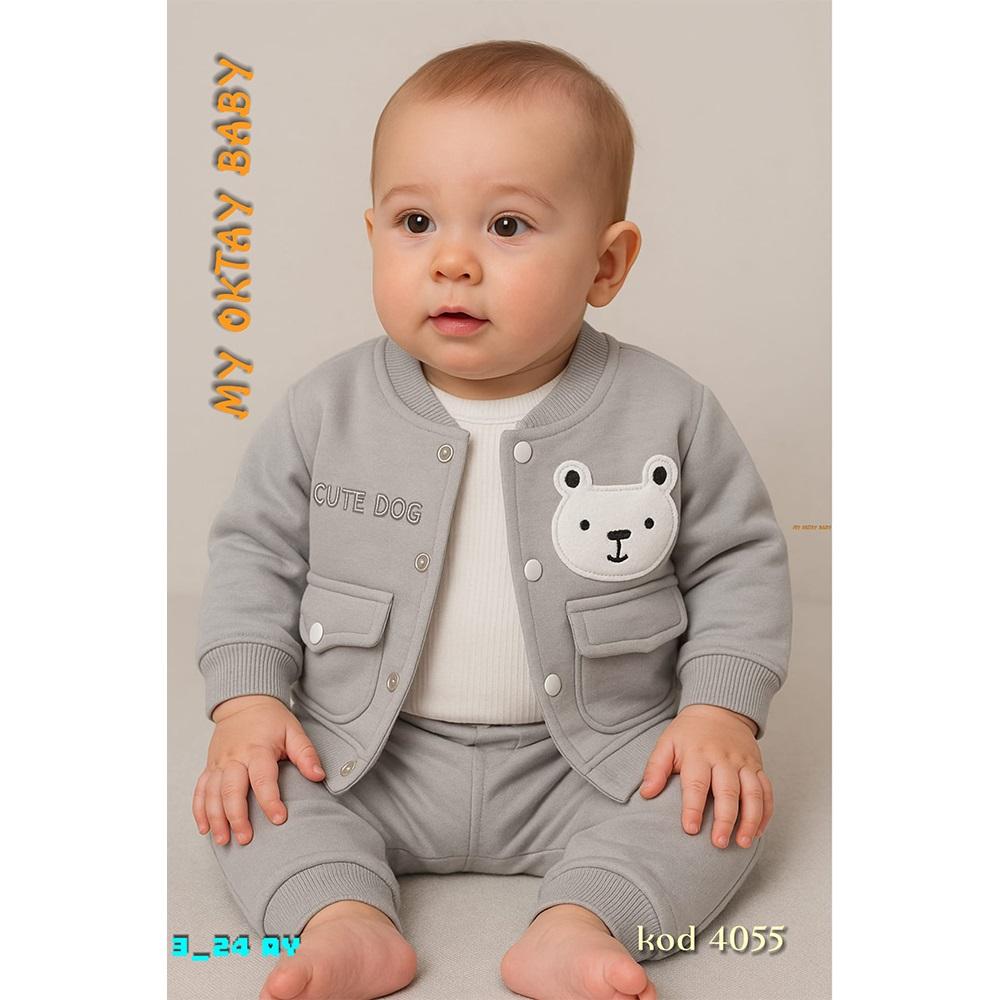 My Oktay 4055 Erkek Bebe Milan Üçip 3 Lü Takım 3-24 Ay