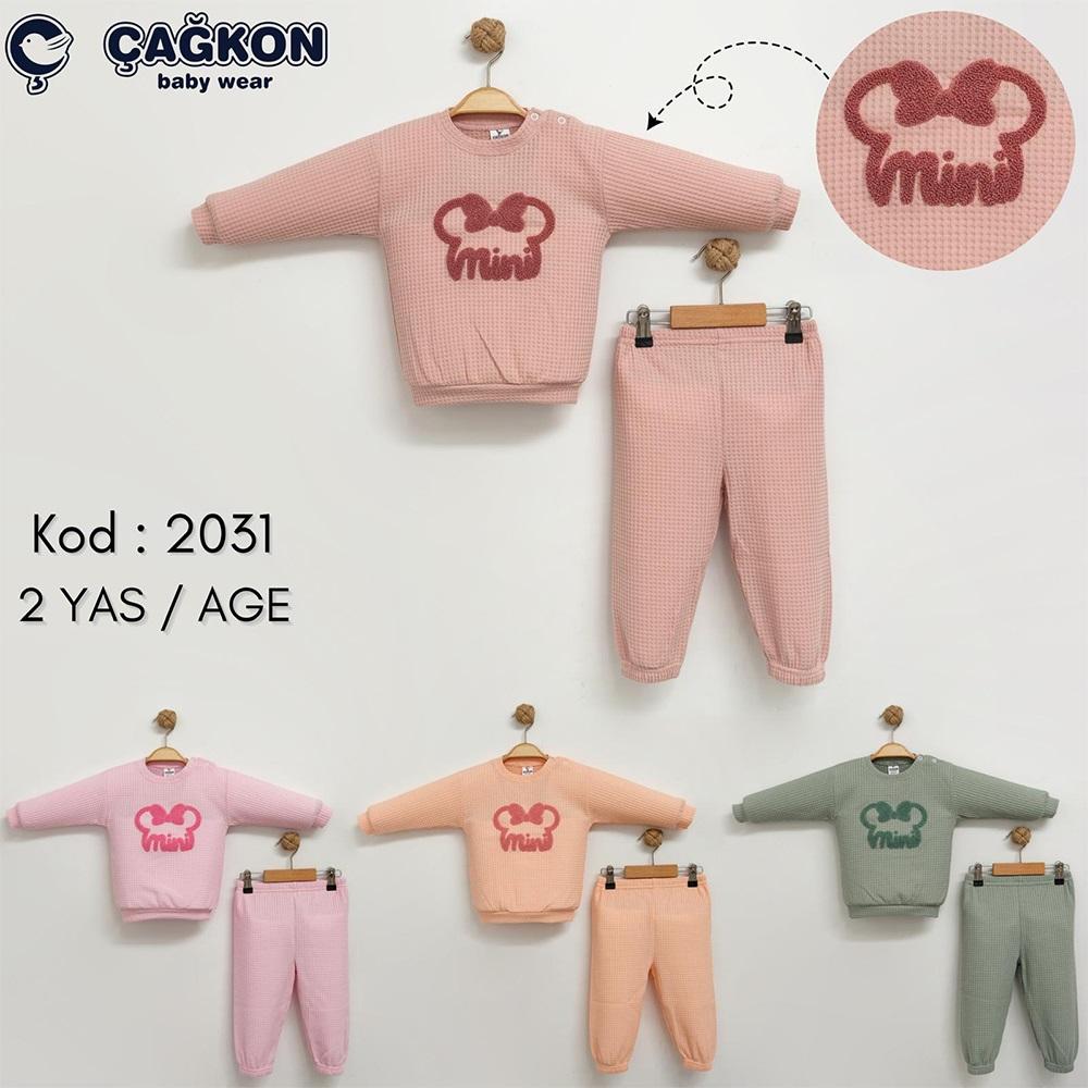 ÇAĞKON 2031 Kız Çocuk Süzene Nakışlı 2 li Takım 2 Yaş