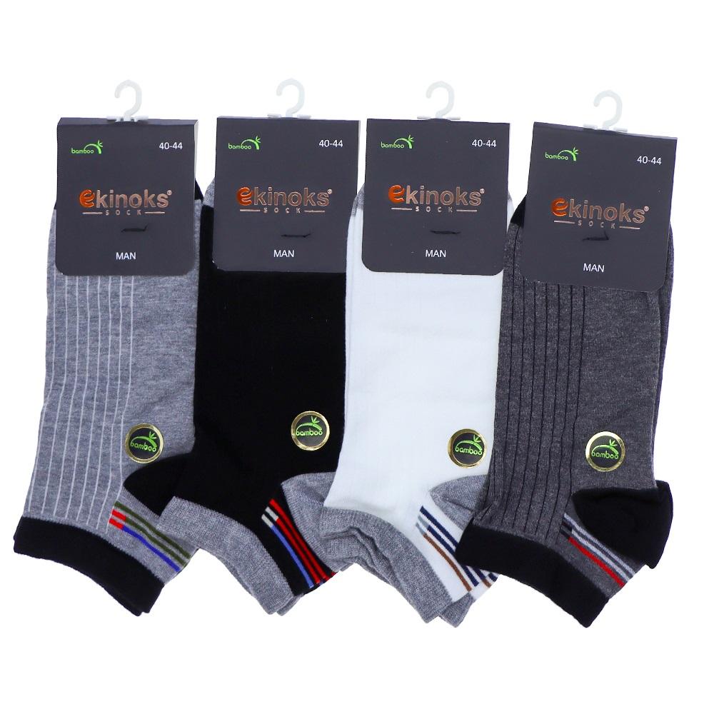 Ekinoks St04644 Erkek Bambu Desenli Likralı Patik Çorap 40-44