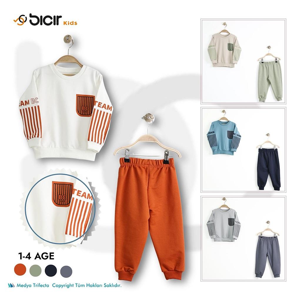Bıcır Kids 6002 Erkek Çocuk 2 İp Kol Çizgili Takım 1-4 Yaş