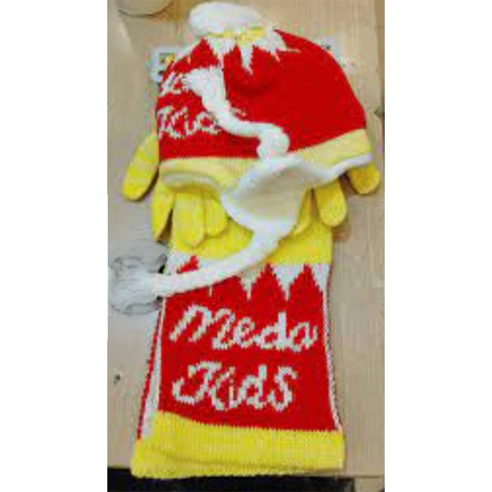 Cemal Çocuk Welsoflu Triko Örme Desenli Bere Eldiven Atkı 3 Lü Takım 9-12 Yaş